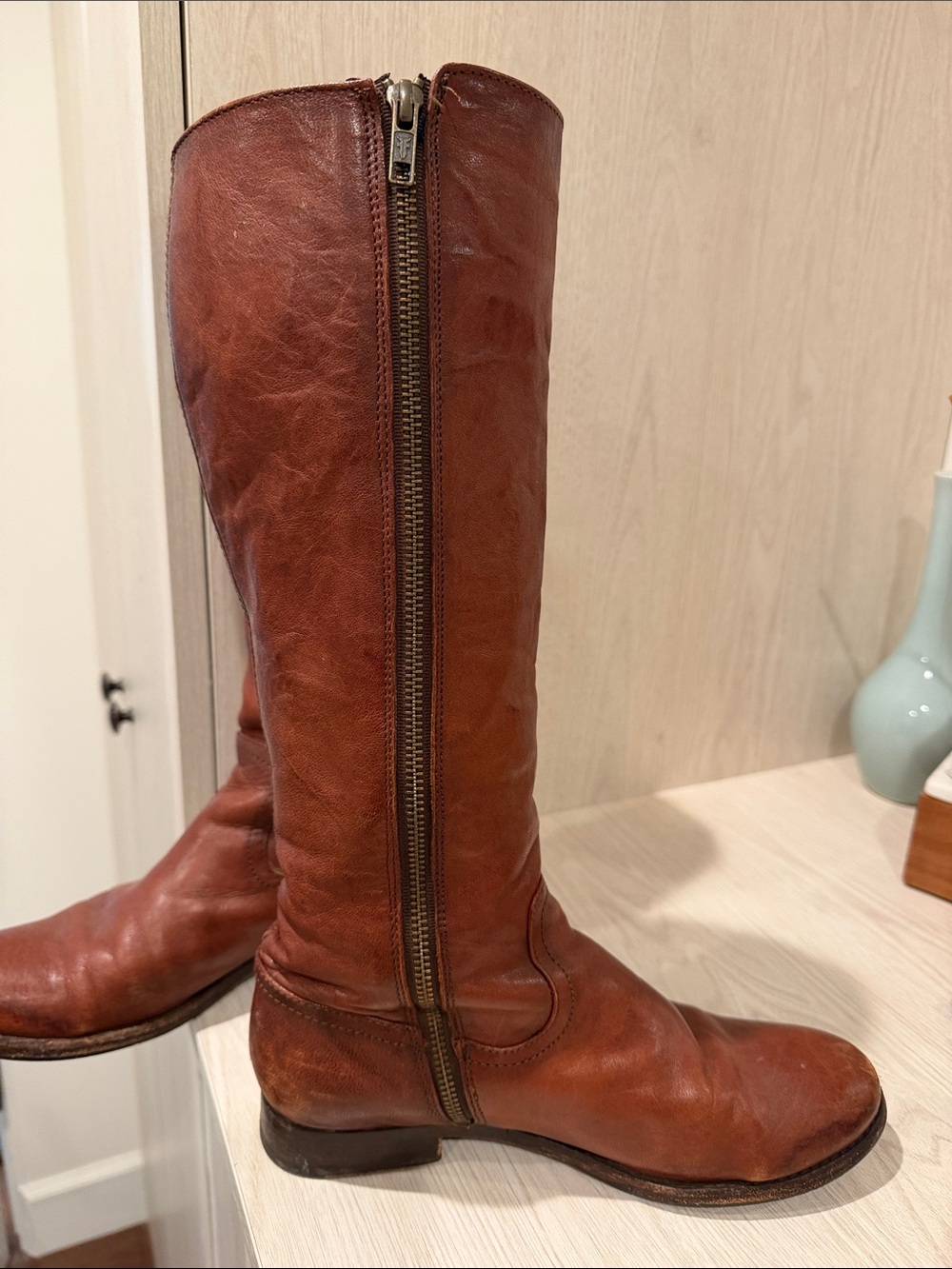 Frye Chestnut Brown Leather Boots - Picture 4 of 8